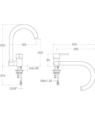 Ramon Soler Drako 3369-221676 Mitigeur évier spec  fenêtre bec chrome