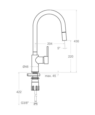 Ramon Soler Drako 337902V1-33E301598 mitigeur évier à douchette chrome