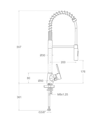 Ramon Soler 386501MD-38E303603 mitigeur évier à douchette sur ressort chrome