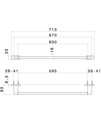 Newform Linfa - O'Rama 67229.M0.070 Porte-serviettes mural 60 cm Exclusive Metal Titanium satin