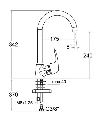 Ramon Soler Vulcano 690602-69E303495 mitigeur évier à bec chrome