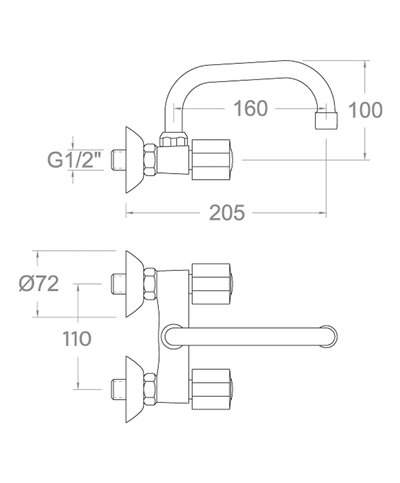Ramon Soler Eco 7019CA21E4-803964 mélangeur mural bec haut 160 mm chrome
