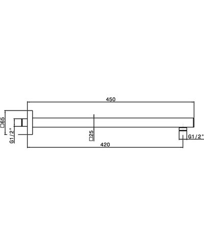 Newform 26585.61.20 Bras douche carré 450 mm PVD Glossy gold