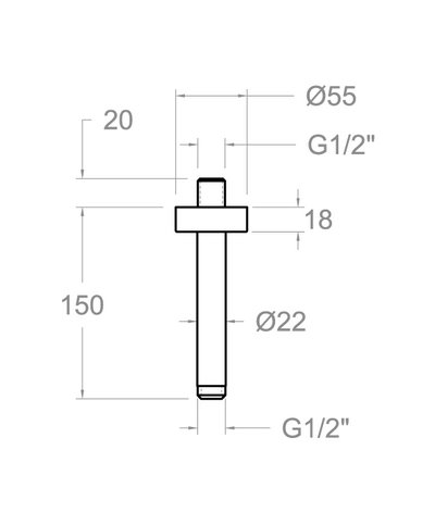 Ramon Soler BV15NM-99Z302139 Bras de douche vertical noir mat