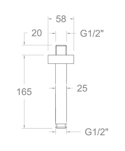 Ramon Soler BVK15OC-99Z305081 Bras de douche vertical or brossé