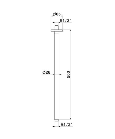 Newform 27697.M2.072 Bras douche vertical 500 mm Exclusive Metal Copper satin / Matt black