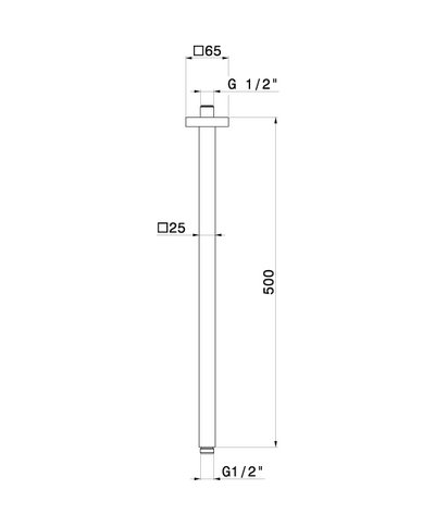 Newform 26520.01.093 Bras douche vertical carré 500 mm Noir mat