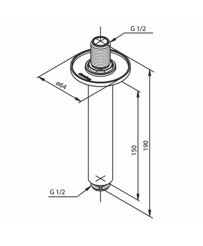 Damixa 766180000 Bras douche vertical 150 mm chrome