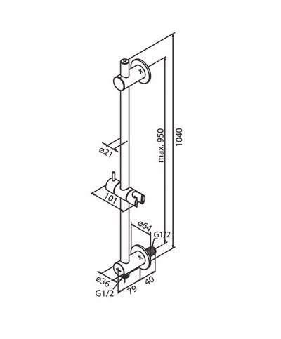 Damixa 766857700 Glissiere + connexion flexible PVD Laiton