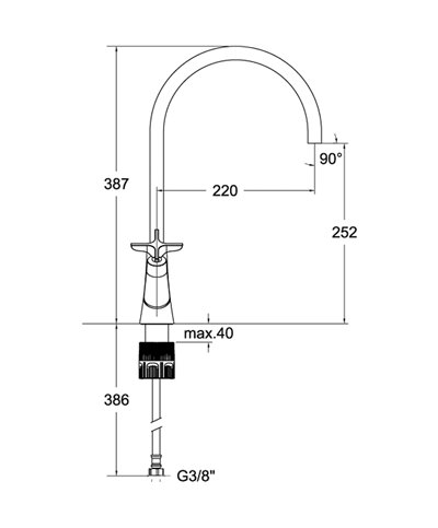 Ramon Soler Adagio 910601OC-91E306129 mélangeur évier à bec or brossé