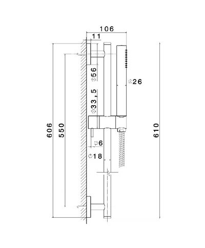 Newform 61356.31 barre 550mm + set douche lookinox