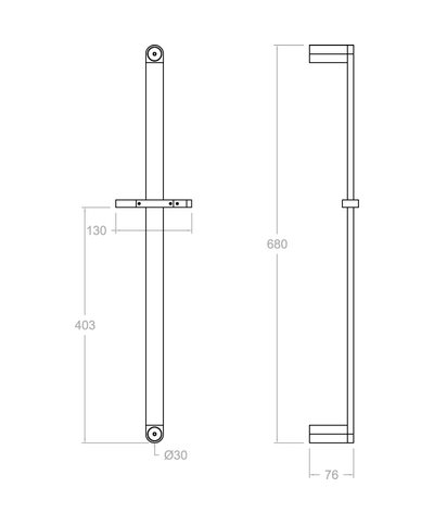 Ramon Soler 776001DOC-99H304970 barre 700mm + set de douche or brossé