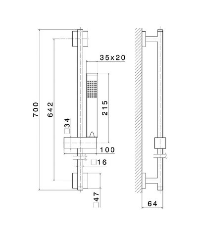 Newform 62556.61.020 barre 700mm + set douche PVD Glossy gold