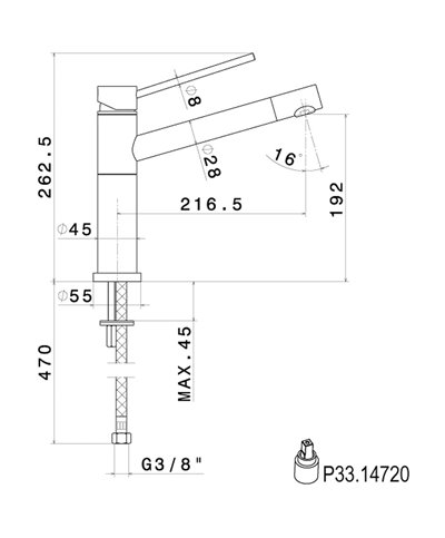 Newform X-Trend 2400 31 028 mitigeur évier à bec look inox