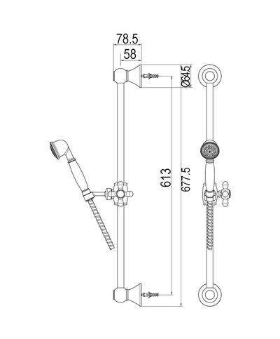 Gattoni Versilia 1046/PDC0 barre 600mm + set douche chrome
