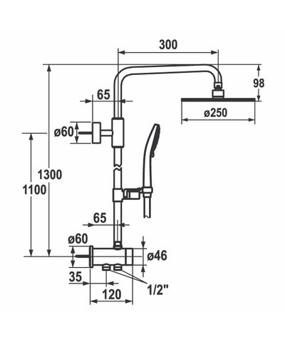 Kwc 26.006.013.000 - 124898 set de douche rénovation + douche de tête 250 chrome