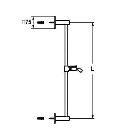 Kwc 26.000.504.000 - 122531 barre douche 612 mm rosace carrée chrome