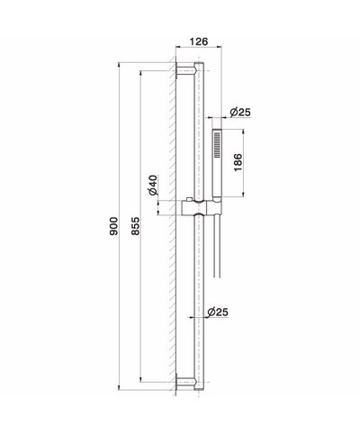 Newform 813.31.028 Glissiere 900 mm + set  look inox