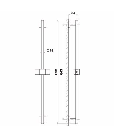 Newfom 834.21.018 Glissiere carrée 700 mm chrome