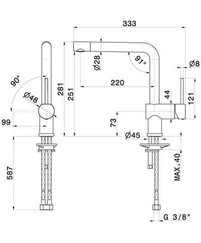 Newform Moony 3100 59 067 mitigeur évier bec haut PVD Brushed copper bronze