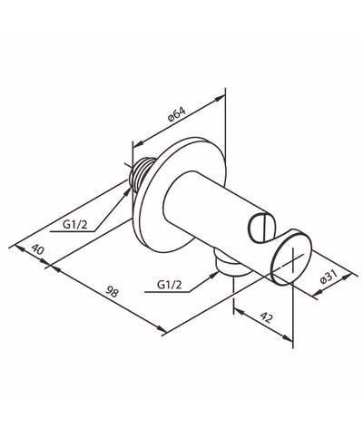 Damixa Silhouet Coude mural + support douchette chrome - 484460000
