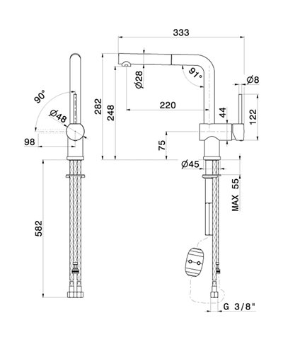 Newform Moony 3110 21 mitigeur évier poignée extractible chrome