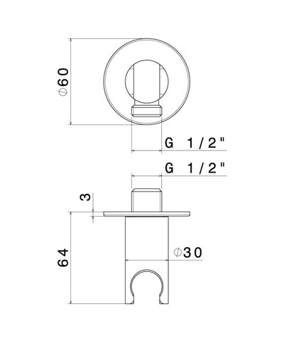 Newform Coude mural + support douchette PVD Gun metal - 827.58.063