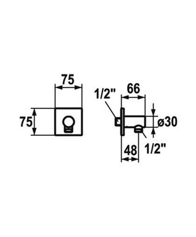 Kwc Coude mural rosace carrée noir mat - 26.000.611.176 - 125549