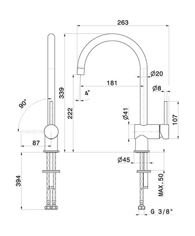 Newform  X-T 4325 01 093 mitigeur évier bec haut rond Noir mat