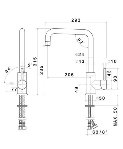 Newform Real 63420 43 238 mitigeur évier bec haut Anthracite