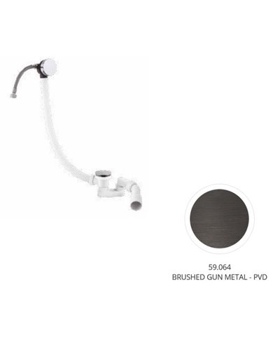 Newform Vidage pour baignoire avec distribution,  siphon orientable et vidage “skin-up” PVD Brushed gun metal - 376.59.064