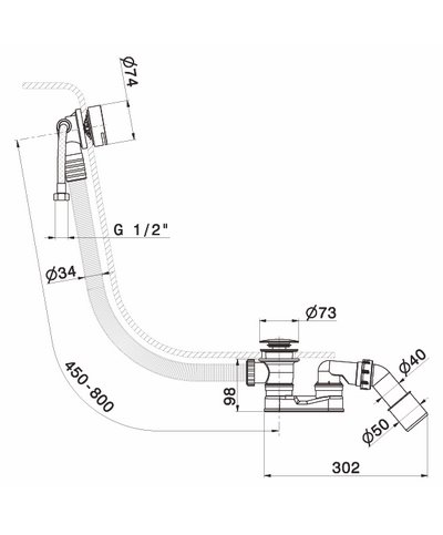 Newform Vidage pour baignoire avec distribution,  siphon orientable et vidage “skin-up” PVD Brushed gun metal - 376.59.064