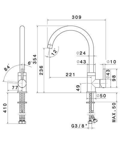 Newform Real 63421 43 238 mitigeur évier bec haut Anthracite