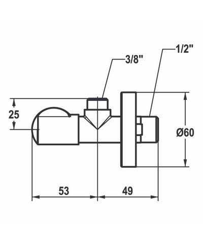Kwc robinet d'arret 1/2” sans raccord brushed steel - 27.002.060.177 - 125562