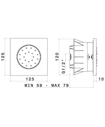Newform Douchette latérale carrée à encastrer look inox - 183.31.028