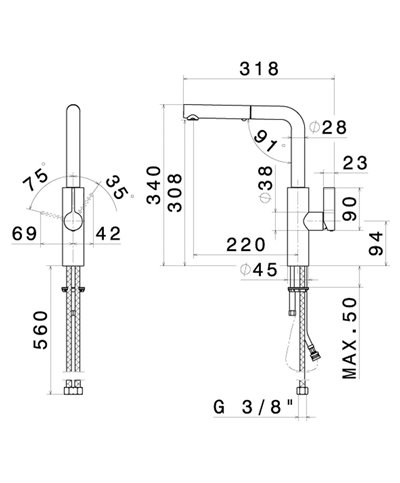 Newform Libera 63915 01 093 mitigeur évier douchette Noir mat