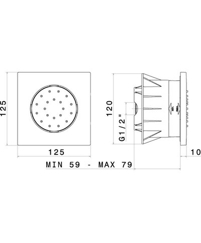 Newform Douchette latérale carrée à encastrer Exclusive Metal Gold satin - 563.M0.071