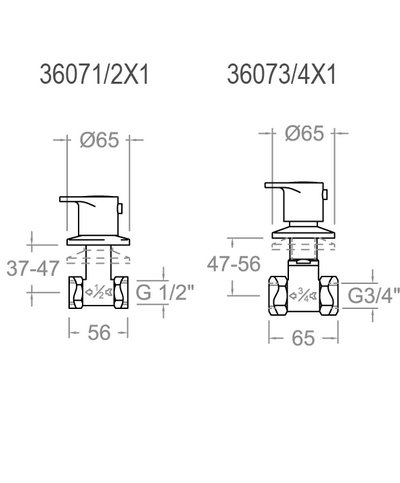 Ramon Soler Alexia 36073-4x1-36F300636 robinet arret 3-4 à encastrer chrome