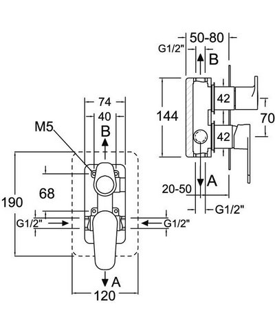 Ramon Soler Alexia 361502SOC-36C302292 mitigeur douche à encastrer - 2 voies or brossé