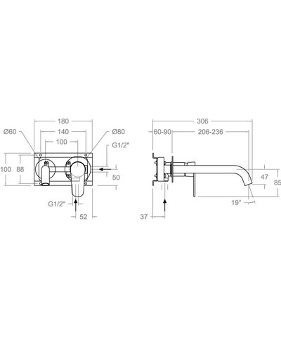 Ramon Soler Alexia 362103OC-36A302307 mitigeur lavabo à encastrer + bec 240 mm or brossé
