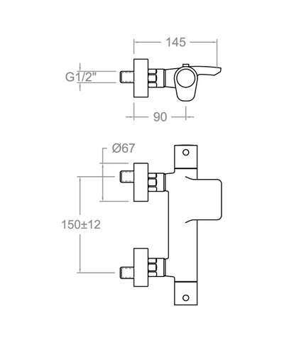 Ramon Soler Alexia 363901SOC-36C302316 mitigeur thermo mural bain + bec cascade douche or brossé