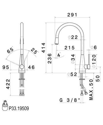 Newform Y-Con 64200 M0 077 Mitigeur cuisine à bec Exclusive Metal Carbon satin