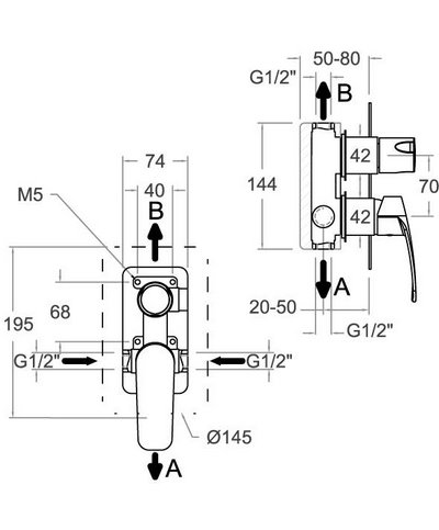 Ramon Soler New Fly 571502S-57C303552 mitigeur douche à encastrer - 2 voies chrome