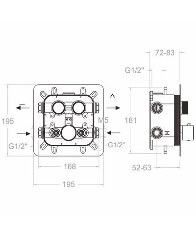 Ramon Soler 85T201SNC-85D308100 mitigeur thermo 2 voies à encastrer nickel brossé