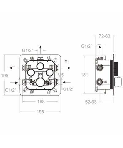 Ramon Soler 85T301S-85D307808 mitigeur thermo 3 voies à encastrer chrome