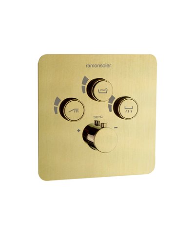Ramon Soler 85T301SOC-85D308099 mitigeur thermo 3 voies à encastrer or brossé