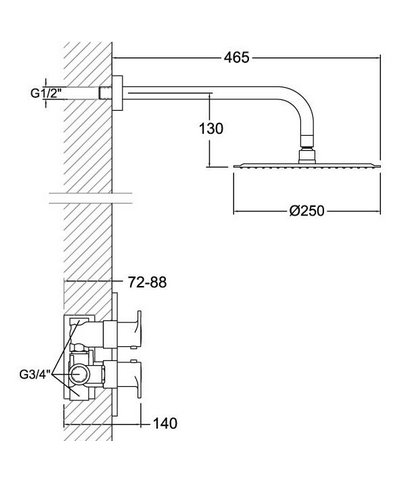 Ramon Soler Alexia K3624012NC-36D305485 mitigeur thermo douche à encastrer + douche de tête nickel brossé