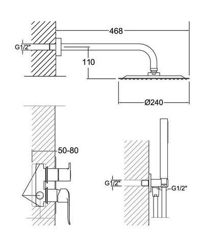 Ramon Soler New Fly K5715021-57C304225 mitigeur douche à encastrer + set de douche chrome