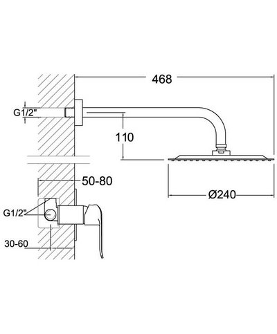 Ramon Soler New Fly K5718012NM-57D304229 mitigeur douche à encastrer + douche de tête noir mat