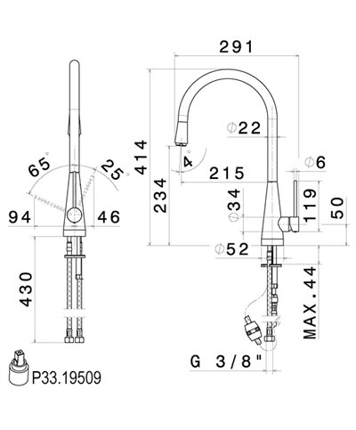 Newform Y-Con 64215 01 093 Mitigeur cuisine à mousseur extract  Noir mat